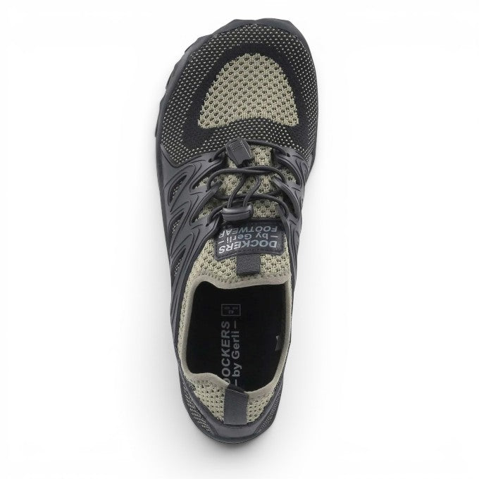 ShoeShop Dockers by Gerli olive and black textile sneakers with quick-lace system and durable rubber sole.