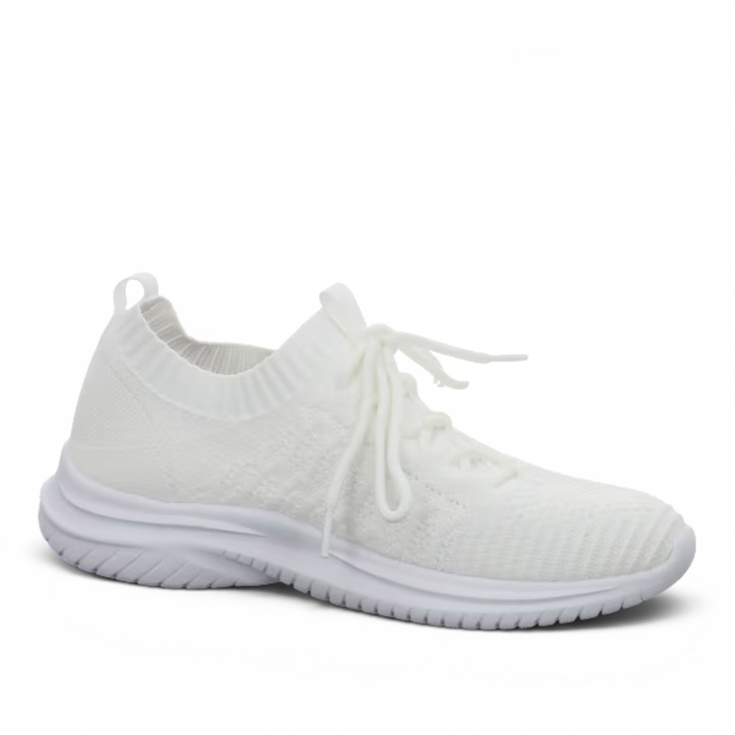 ShoeShop Dockers by Gerli white knit lace-up sneakers with a flexible athletic sole for casual wear.
