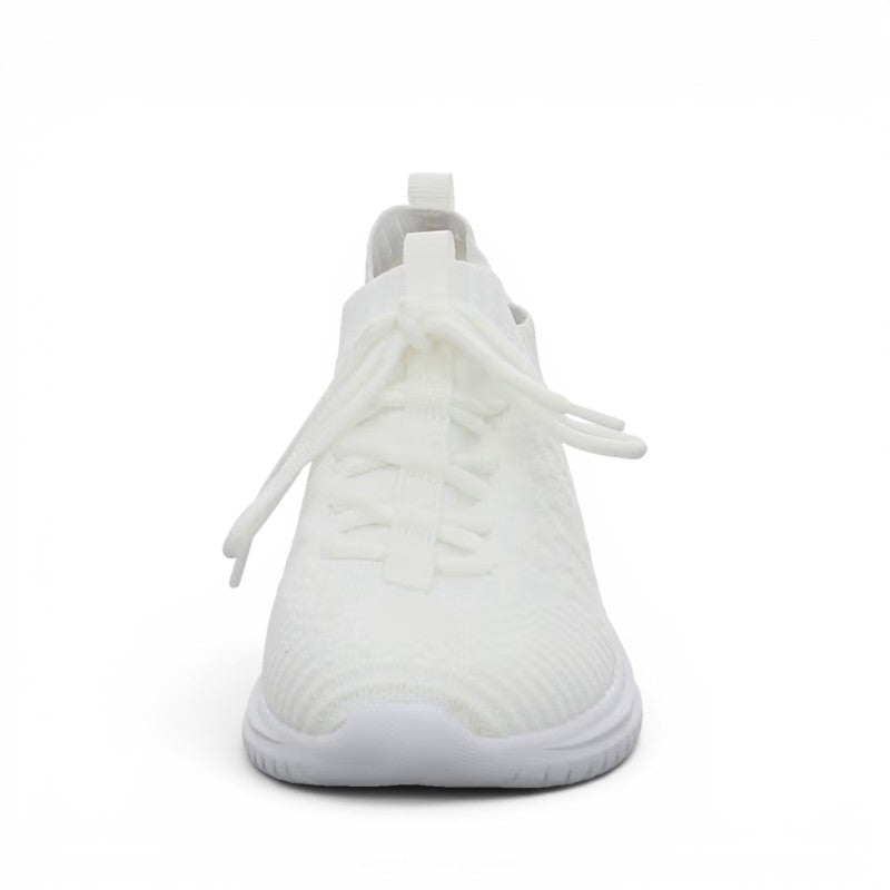 ShoeShop Dockers by Gerli white knit lace-up sneakers with a lightweight athletic sole for casual wear.