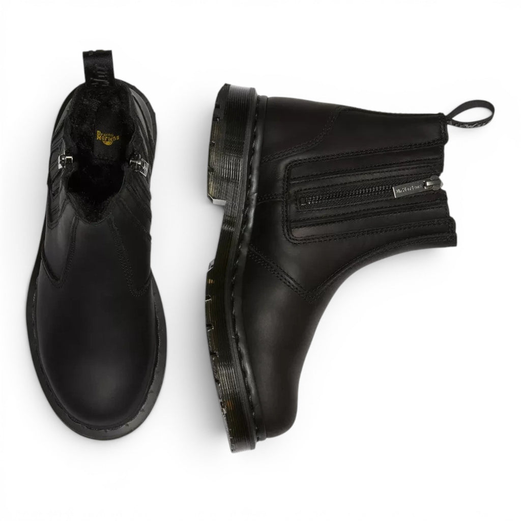ShoeShop Dr. Martens 2976 Alyson black leather Chelsea boots with Sherpa lining and Wintergrip sole