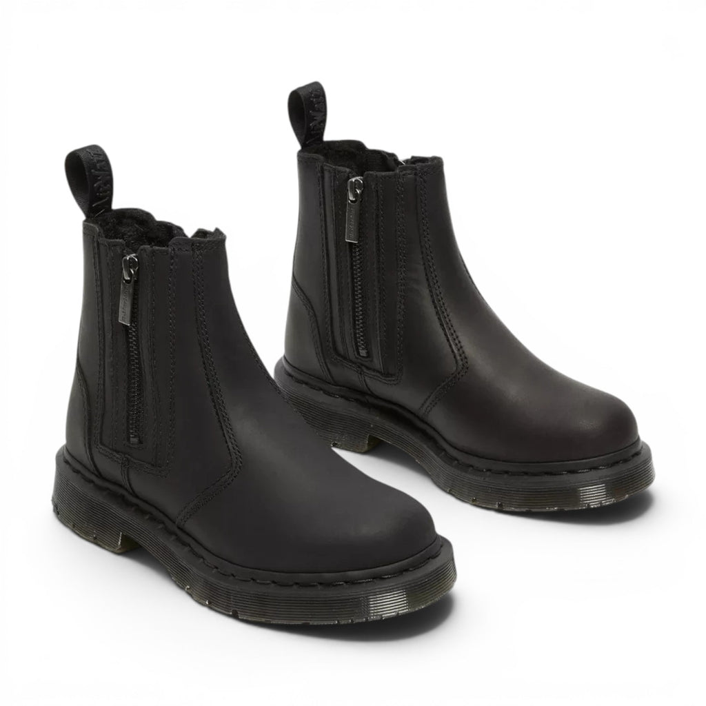 ShoeShop Dr. Martens 2976 Alyson black leather Chelsea boots with side zippers and warm Sherpa lining