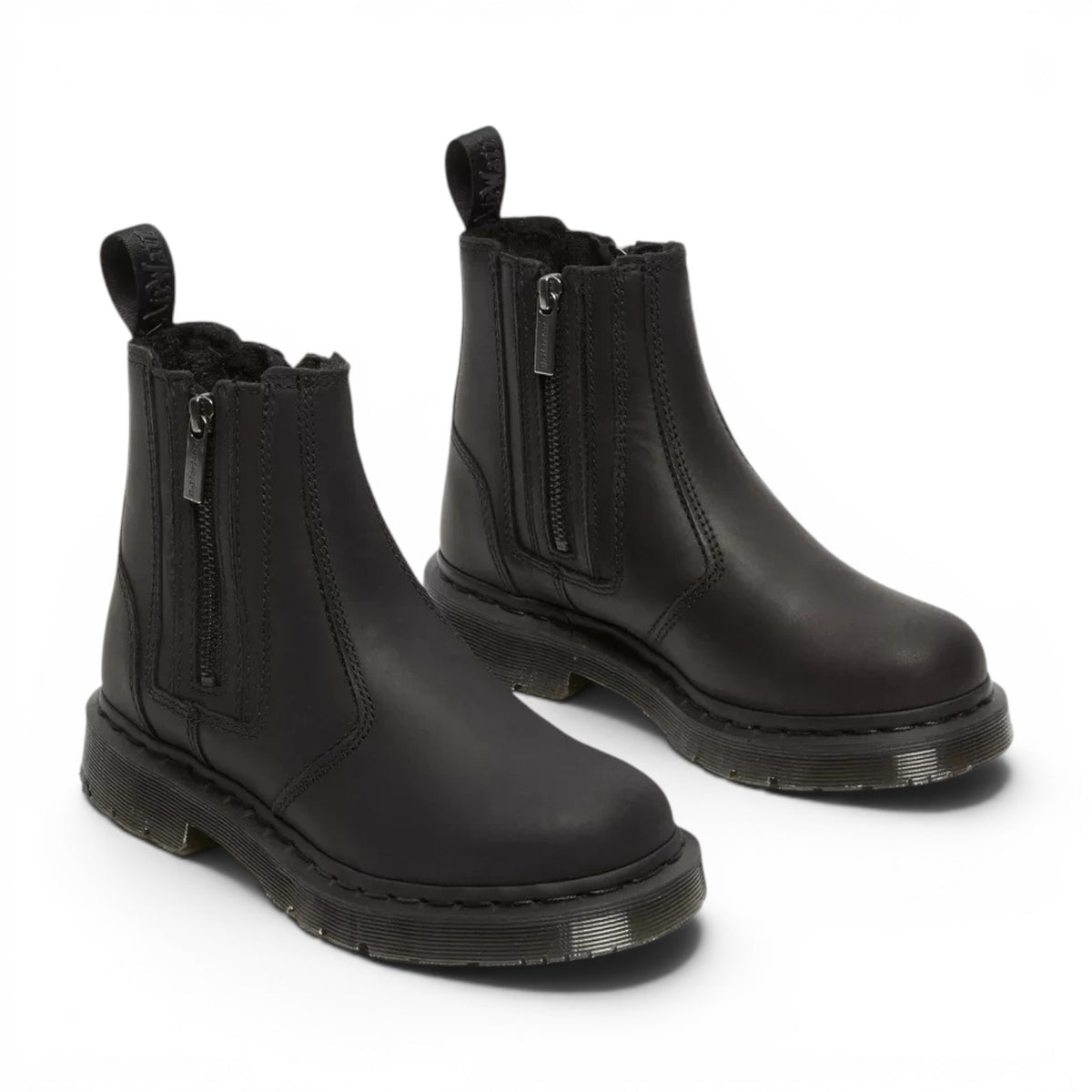 ShoeShop Dr. Martens 2976 Alyson black leather Chelsea boots with side zippers and warm Sherpa lining