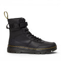 ShoeShop Dr. Martens Combs Tech II black Wyoming leather utility boots with buckle strap and yellow welt stitching