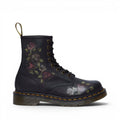 ShoeShop Dr. Martens 1460 Decayed Roses black leather boots with floral print and yellow stitching
