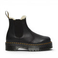 ShoeShop Dr. Martens 2976 Quad black nappa leather platform Chelsea boots with warm faux fur lining