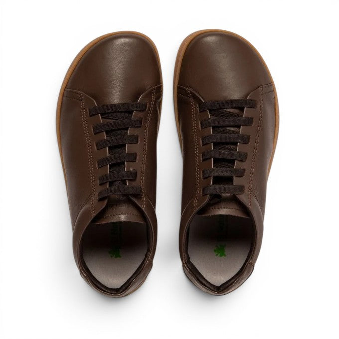 ShoeShop El Naturalista 5910 dark brown leather sneakers with a wide toe box and flat rubber sole