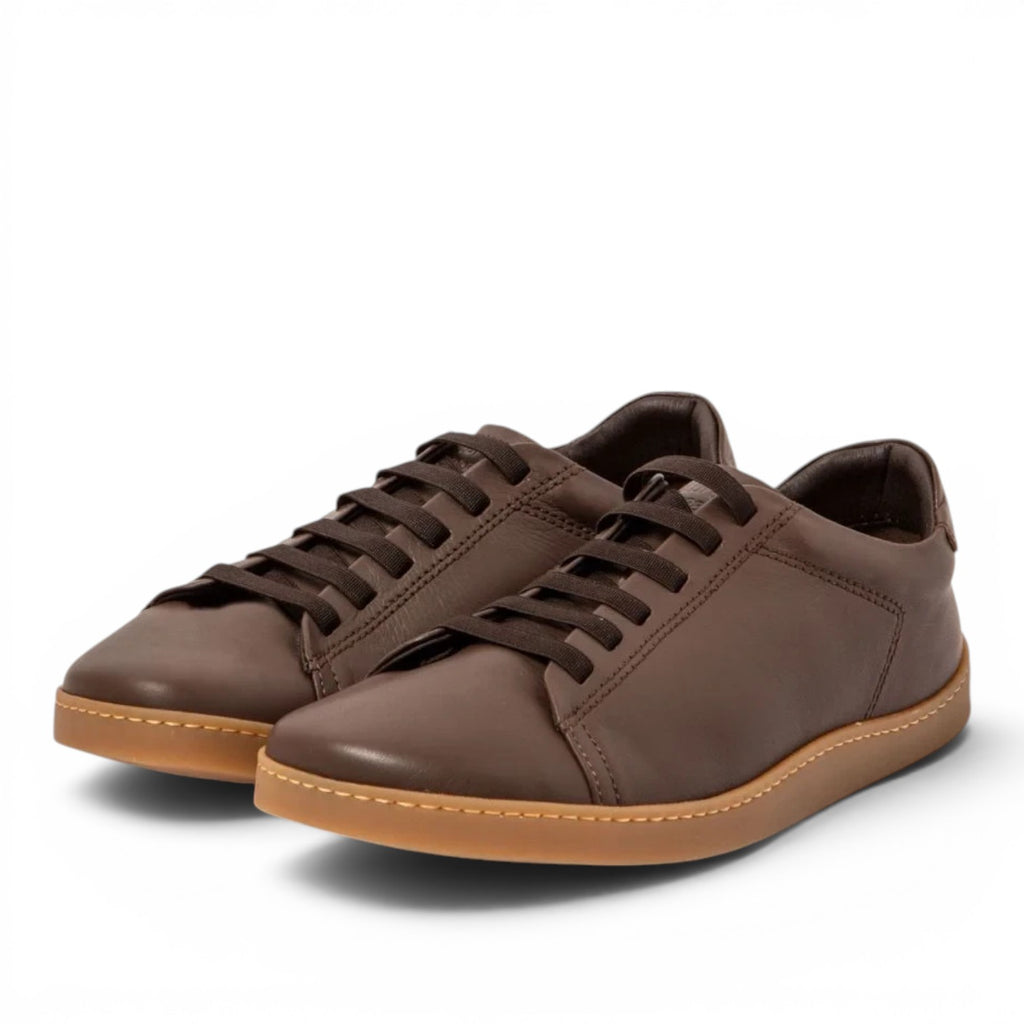ShoeShop El Naturalista 5910 dark brown leather sneakers with flat laces and a gum rubber sole