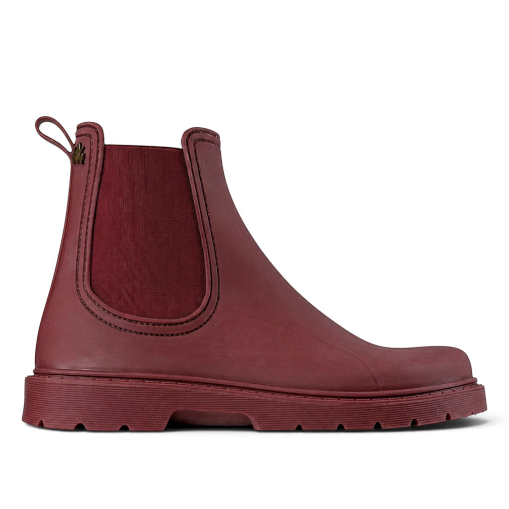 ShoeShop El Naturalista NA35 burgundy rubber Chelsea boot with elastic side panel and pull tab