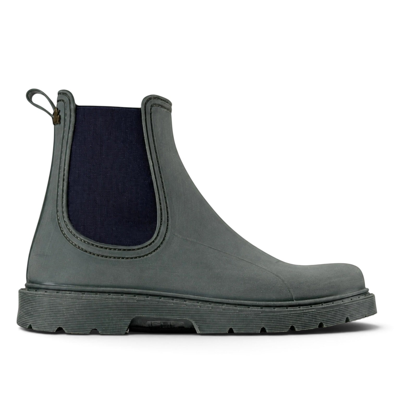 ShoeShop El Naturalista NA35 grey rubber Chelsea boot with dark elastic side panels and a chunky lugged sole