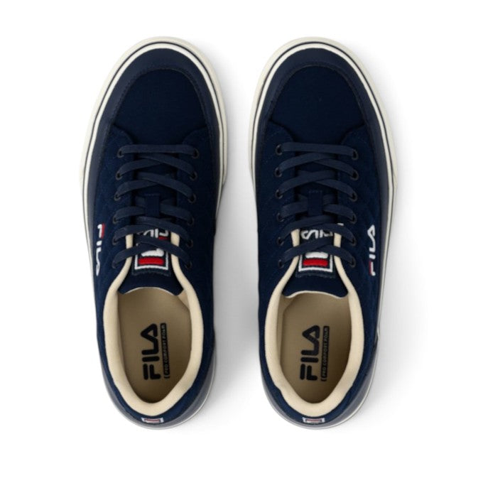 ShoeShop Fila FFM0416 navy blue canvas sneakers with white rubber soles and branded tongue detail