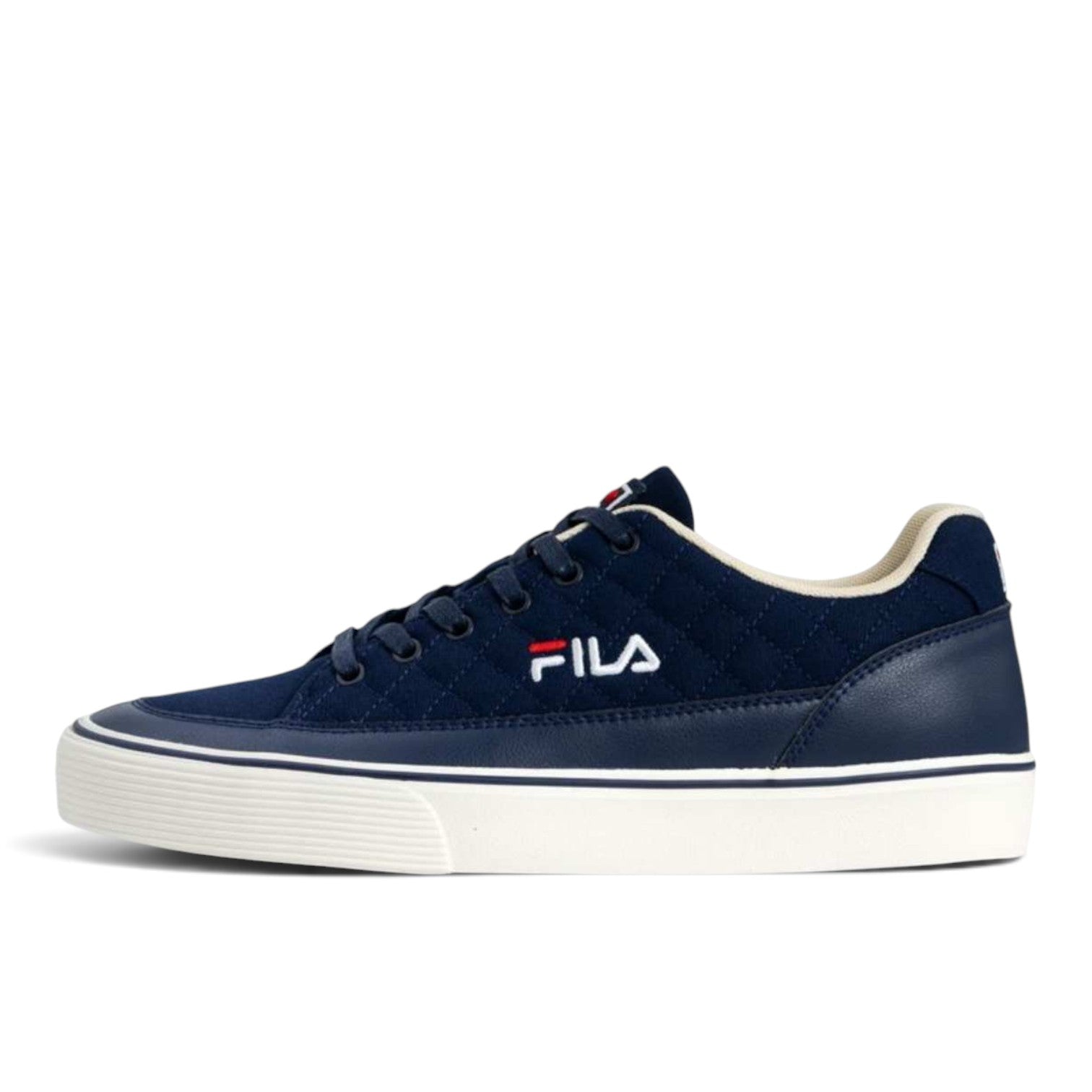ShoeShop Fila FFM0416 navy blue quilted low-top sneakers with white rubber sole and side logo branding