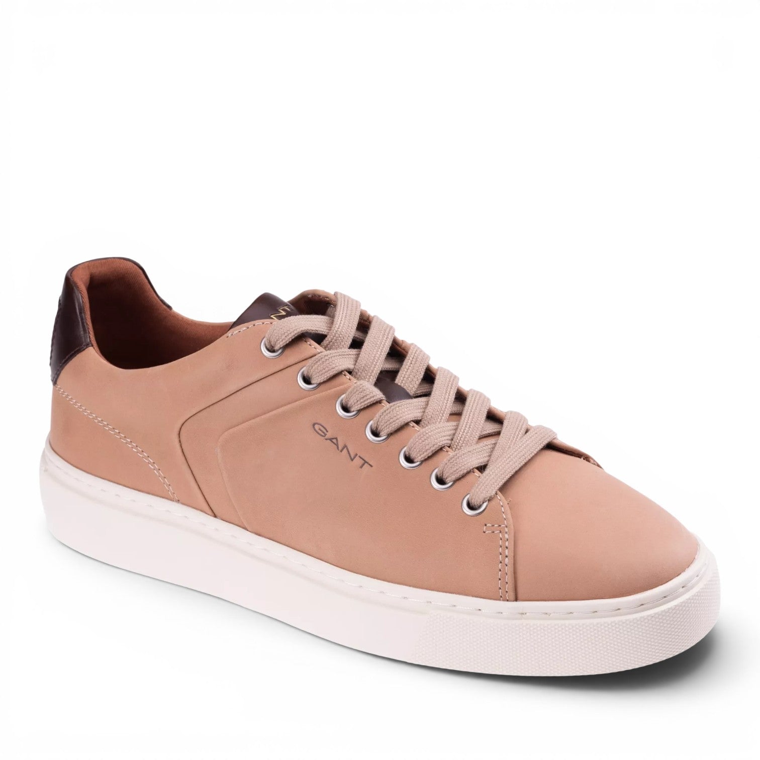 ShoeShop GANT Mc Julien beige leather sneakers with white rubber sole and brown heel detail
