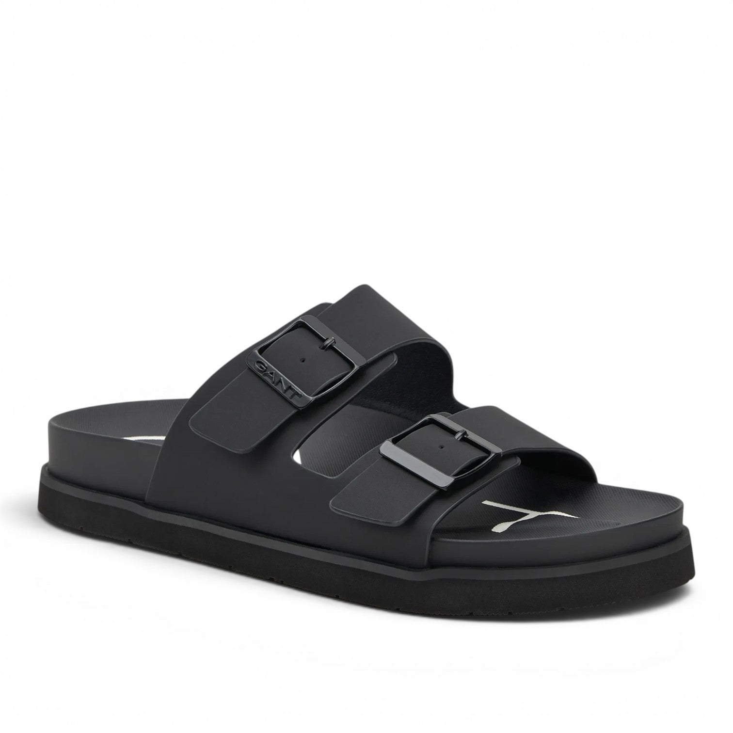 ShoeShop GANT black double-strap slide sandals with adjustable buckles and contoured footbed