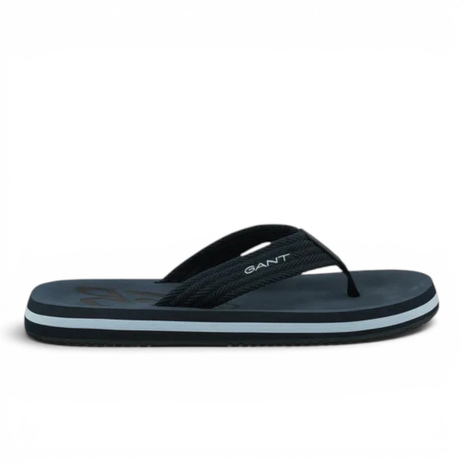 ShoeShop GANT black flip-flops with textured strap and white striped sole detail