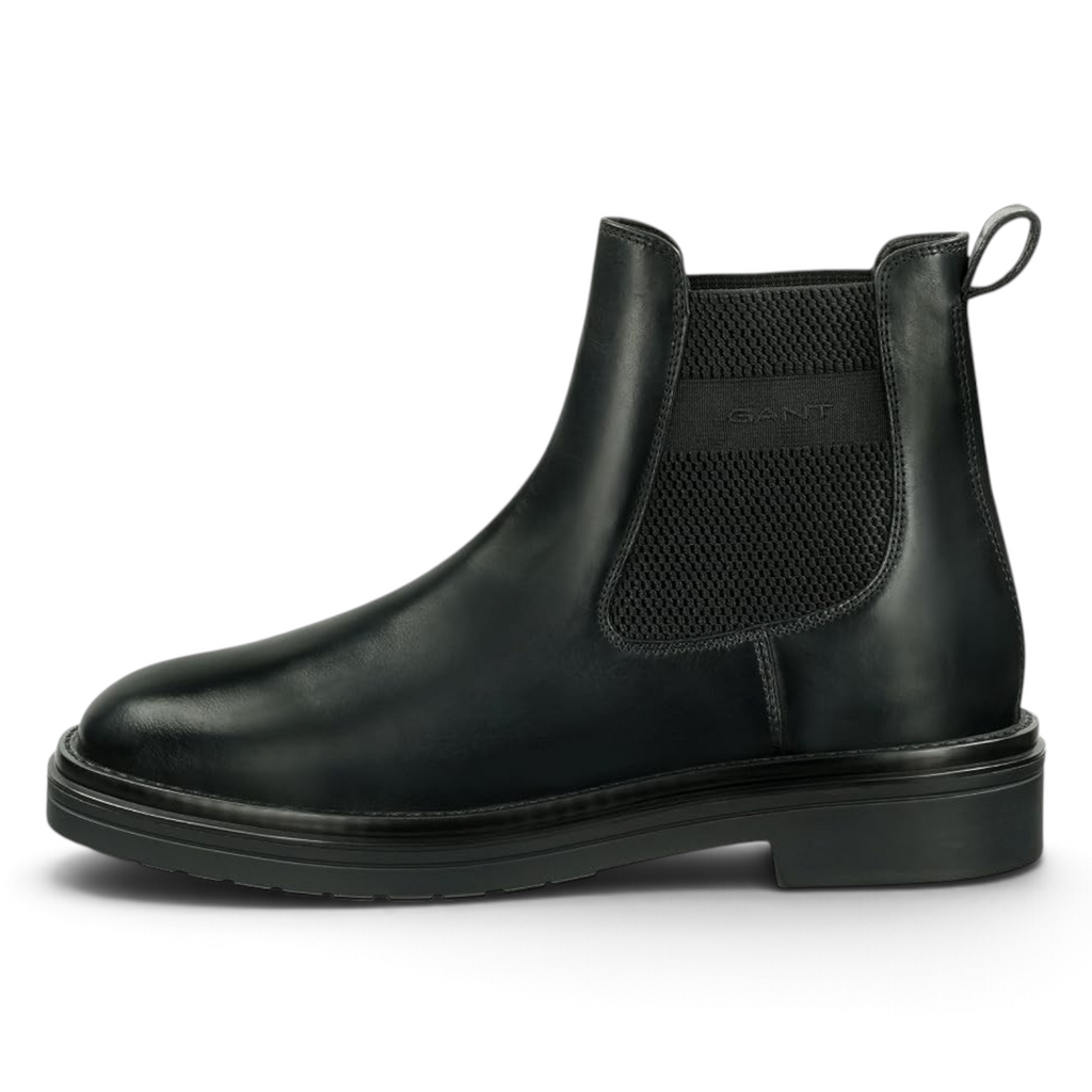 ShoeShop GANT black leather Chelsea boots with elastic side panels and a durable EVA sole