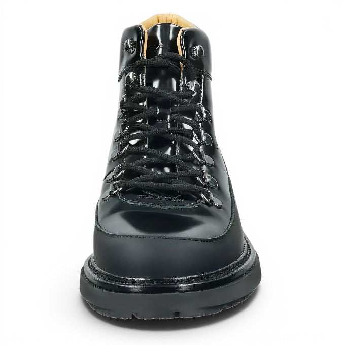 ShoeShop GANT Hillprep Mid black leather hiking-style boots with metal eyelets and warm textile lining
