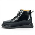 ShoeShop GANT Hillprep Mid black leather hiking-style boots with metal eyelets and warm textile lining