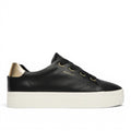 ShoeShop GANT black leather platform sneakers with gold heel detail and white rubber sole