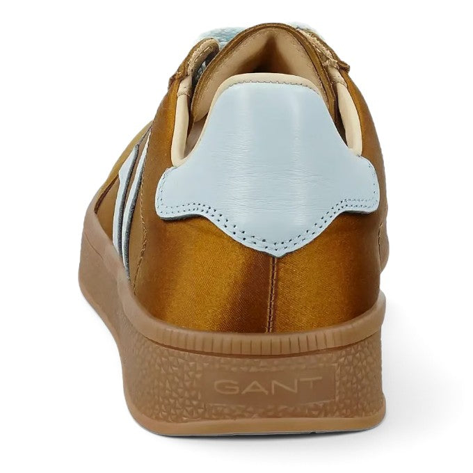 ShoeShop GANT sneakers in metallic bronze satin with a light blue heel tab and textured gum rubber sole