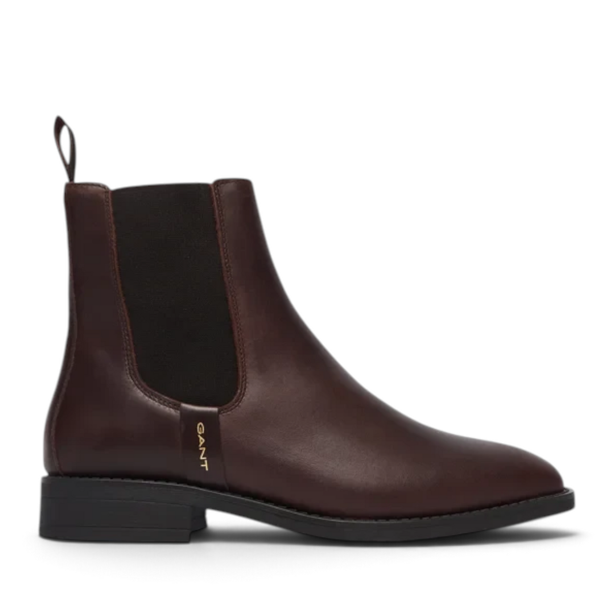 ShoeShop GANT dark brown leather Chelsea boots with elastic side panels and a small gold logo detail