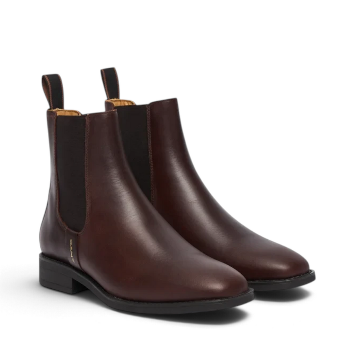 ShoeShop GANT dark brown leather Chelsea boots with elastic side panels and pull tabs