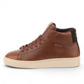 ShoeShop GANT brown leather high-top sneakers with a cream rubber sole and lace-up closure.