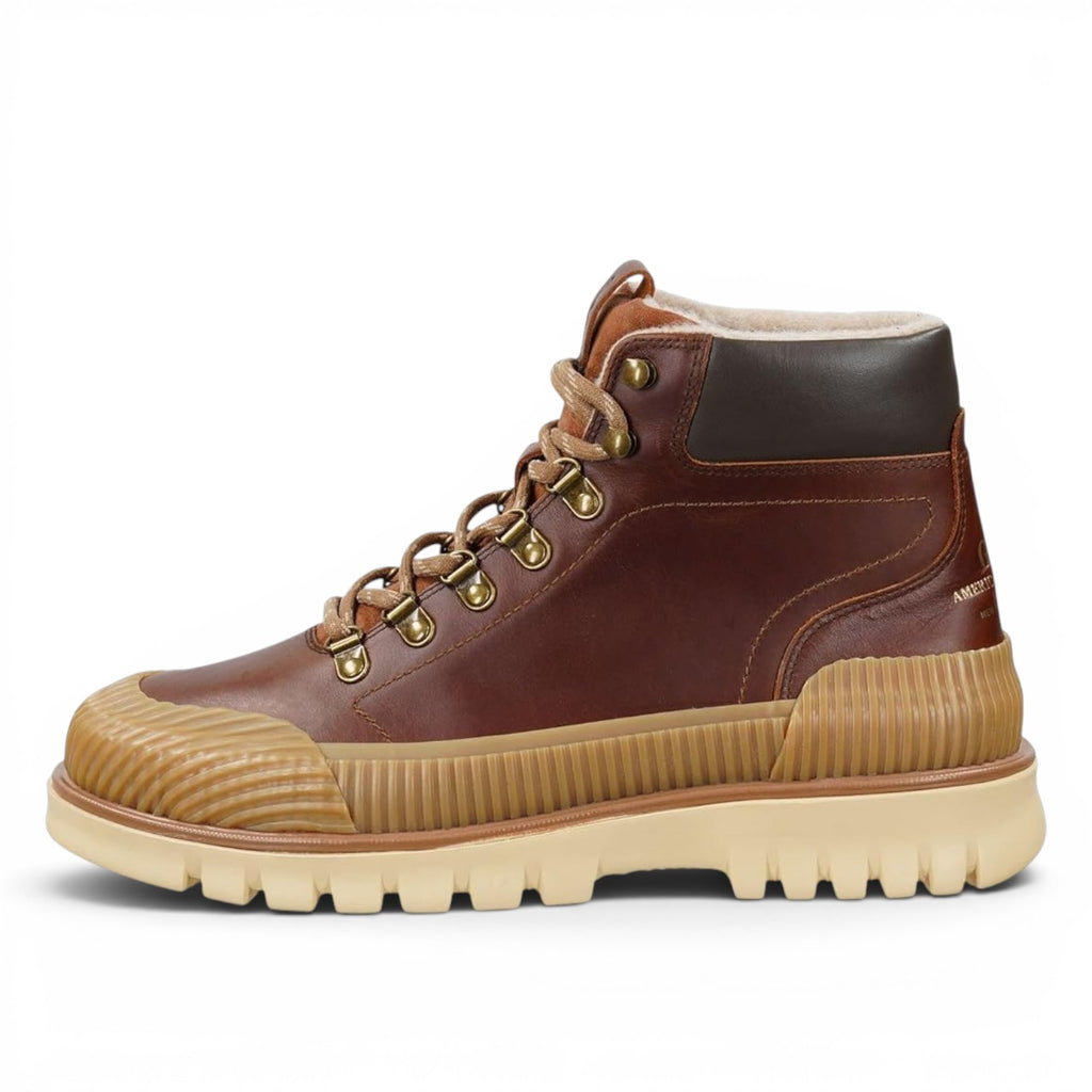 ShoeShop GANT brown leather hiking boots with a warm fleece lining and a thick ribbed rubber sole.