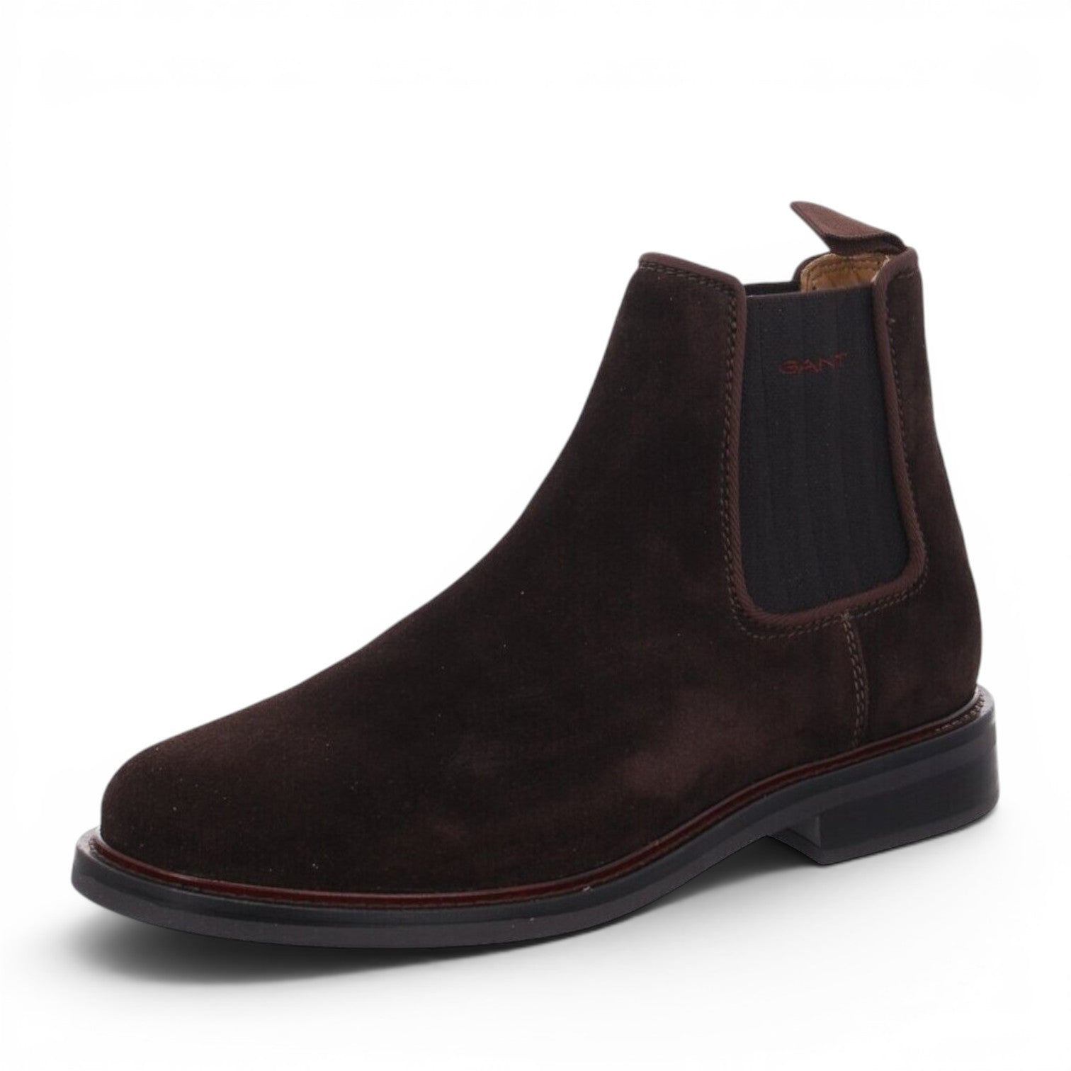 ShoeShop GANT dark brown suede Chelsea boots with elastic side panels and a low block heel