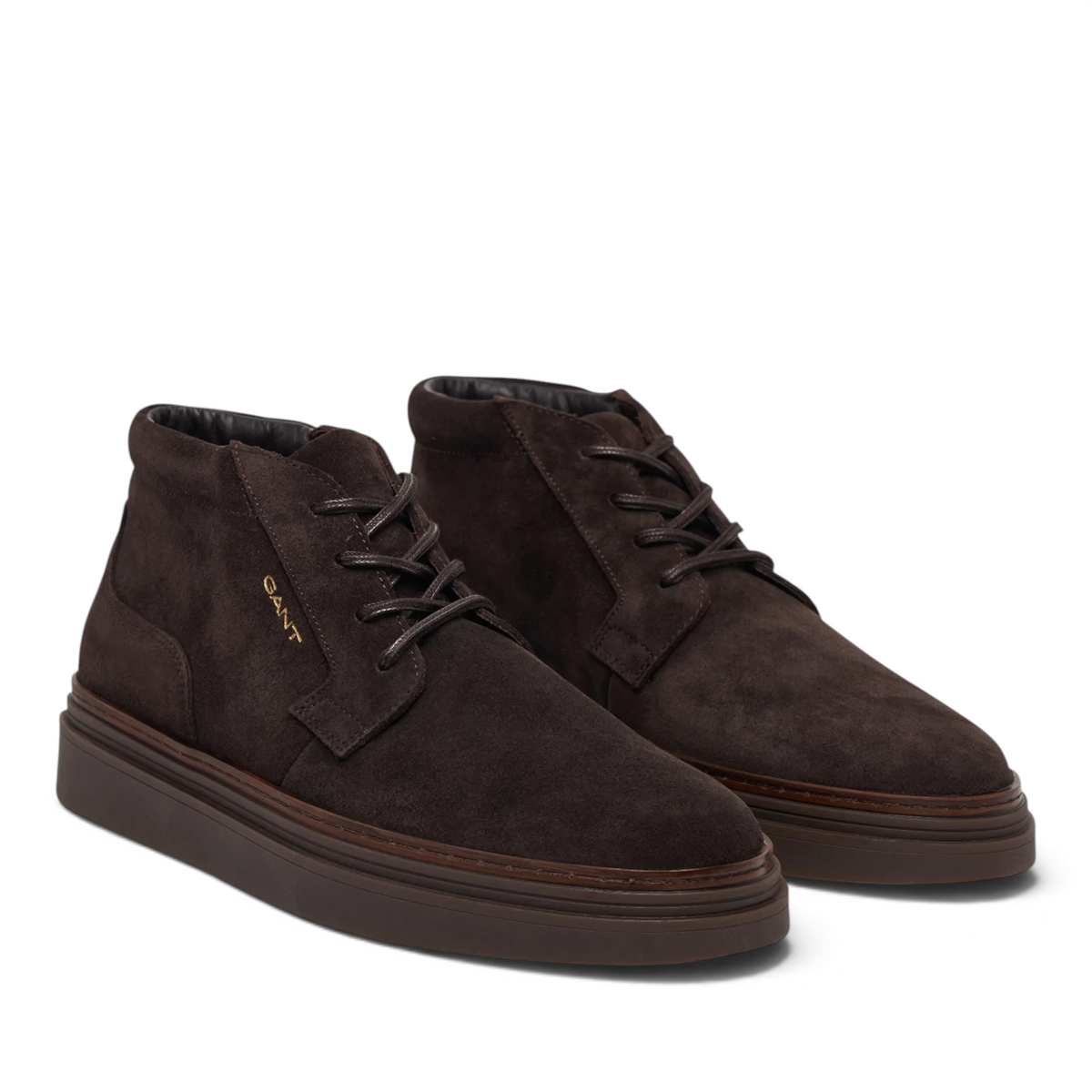 ShoeShop GANT Kinzoon mid-top boots in dark brown suede with lace-up closure and durable rubber soles