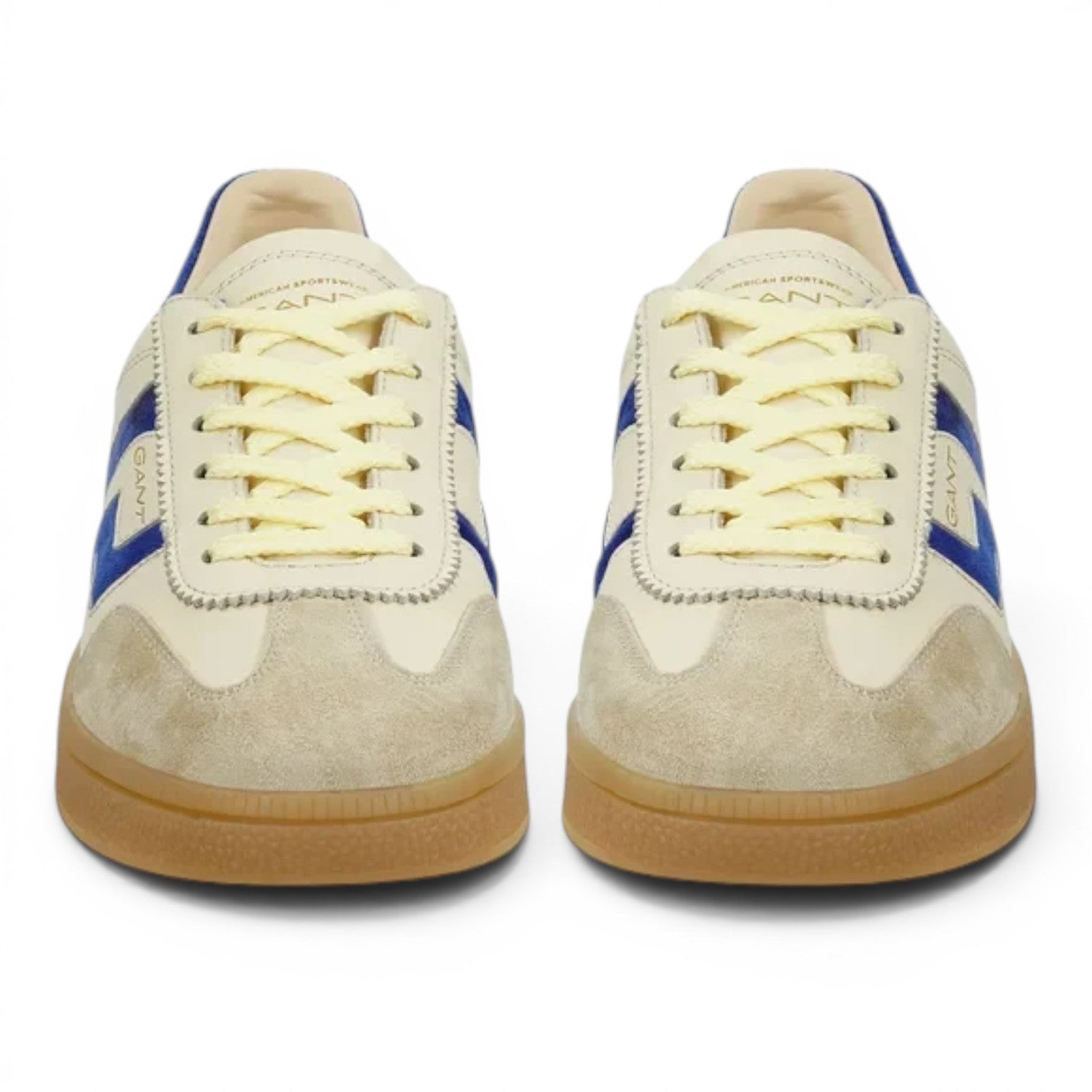 ShoeShop GANT 32531200 sneakers in cream leather and suede with blue side accents and gum rubber soles