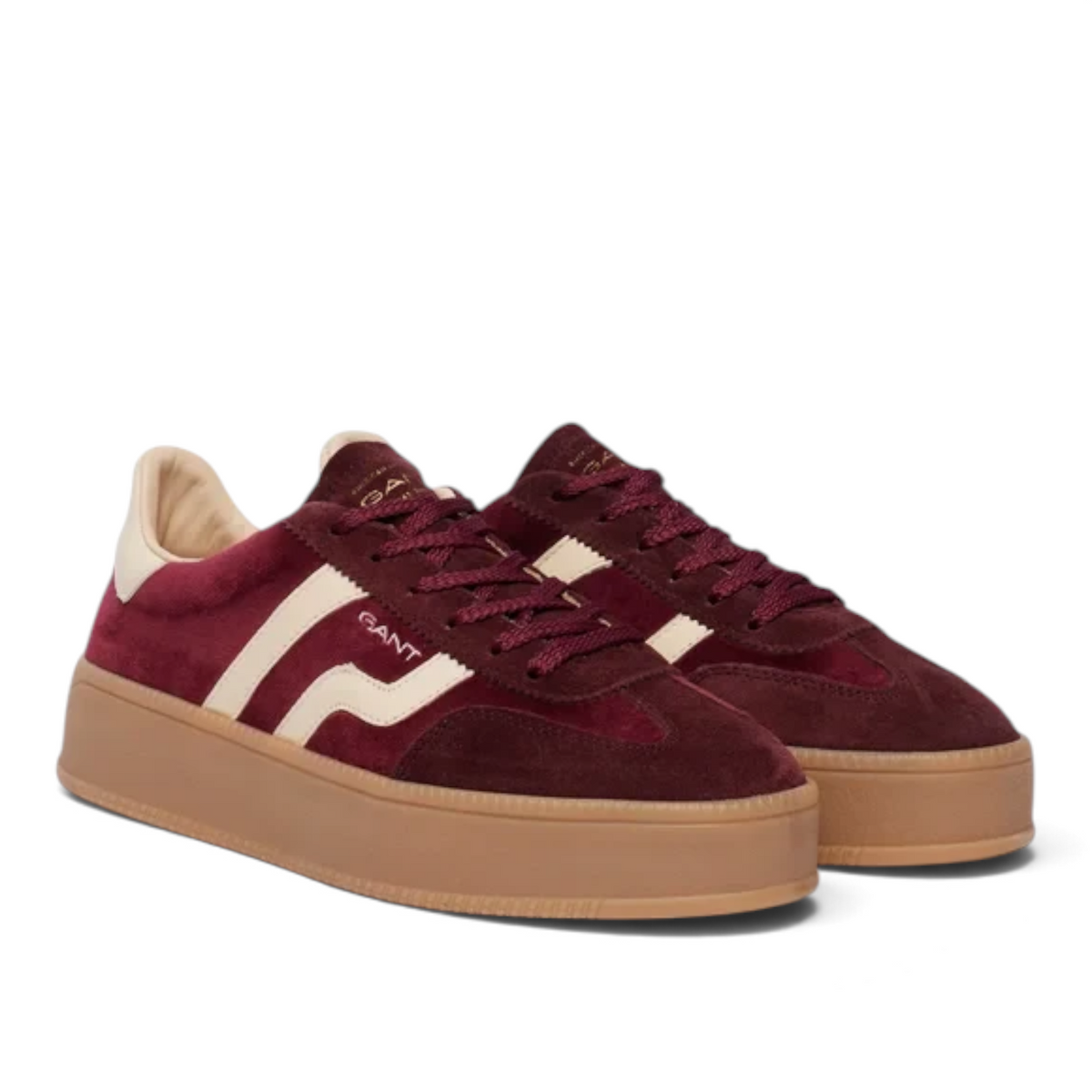 ShoeShop GANT Cuzmani sneakers in burgundy suede and textile with a thick gum rubber platform sole