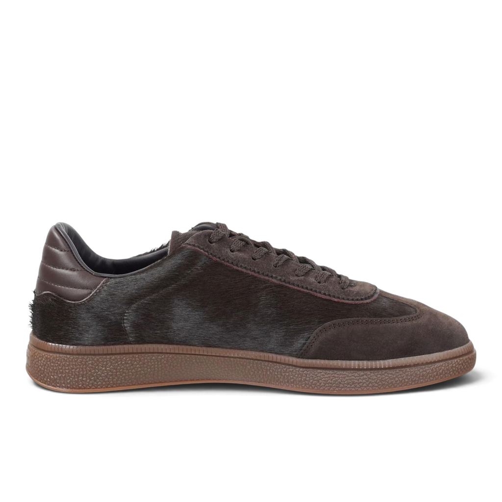 ShoeShop GANT Cuzmo dark brown leather and hair-on-hide sneakers with textured rubber soles