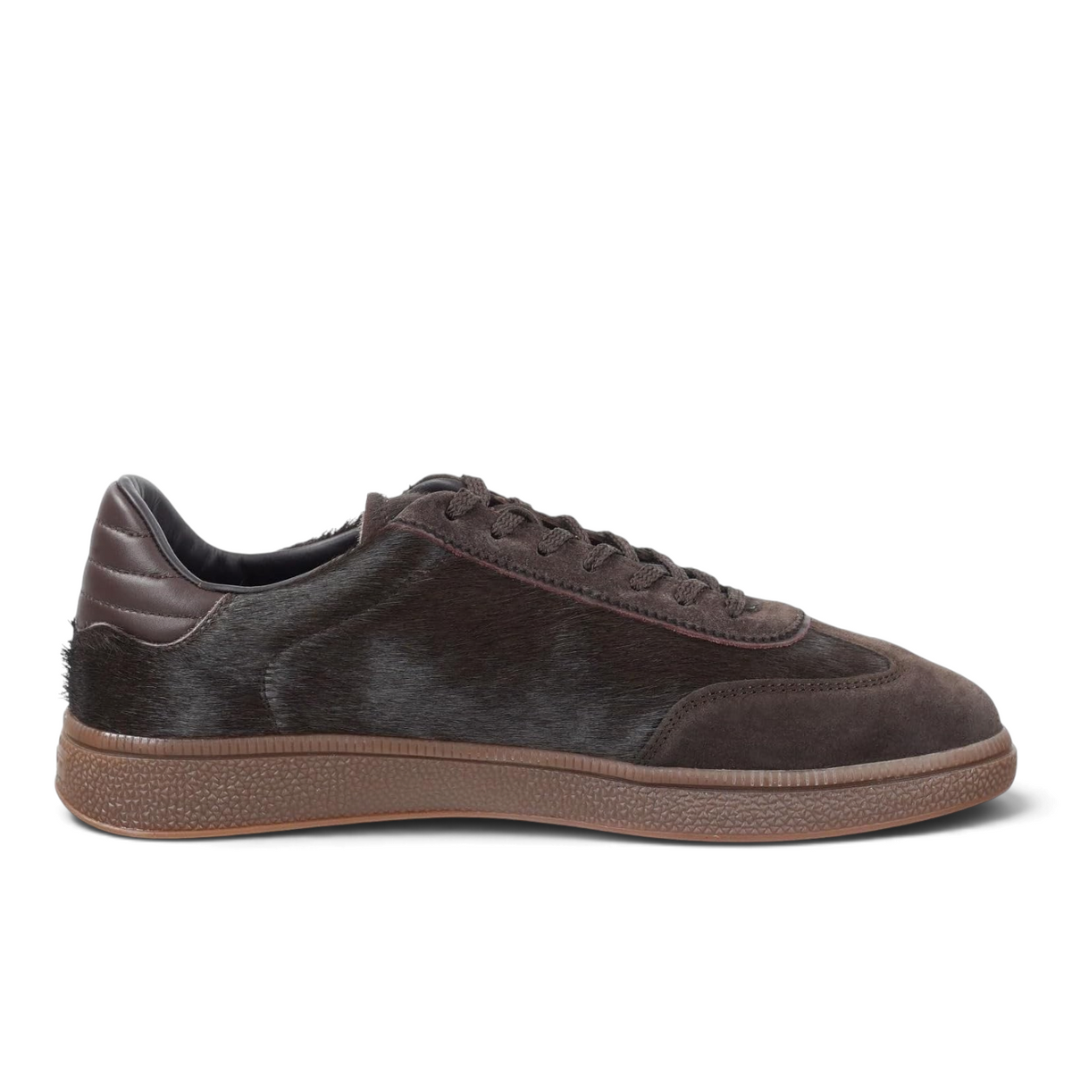 ShoeShop GANT Cuzmo dark brown leather and hair-on-hide sneakers with textured rubber soles
