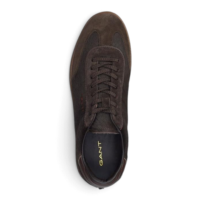 ShoeShop GANT Cuzmo dark brown suede and leather sneakers with lace-up closure and rubber sole, top view