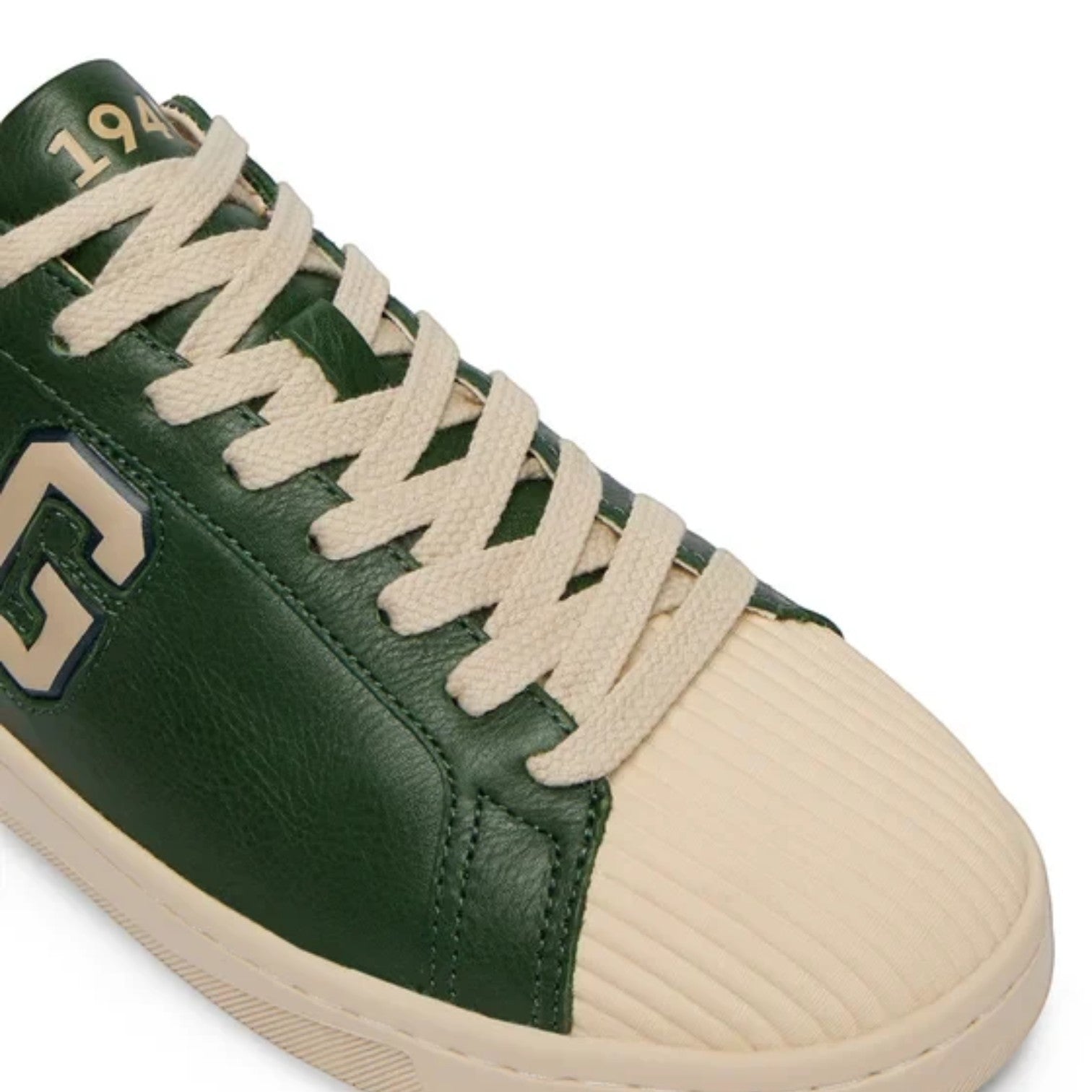 ShoeShop GANT green leather sneaker with cream ribbed toe cap and lace-up closure