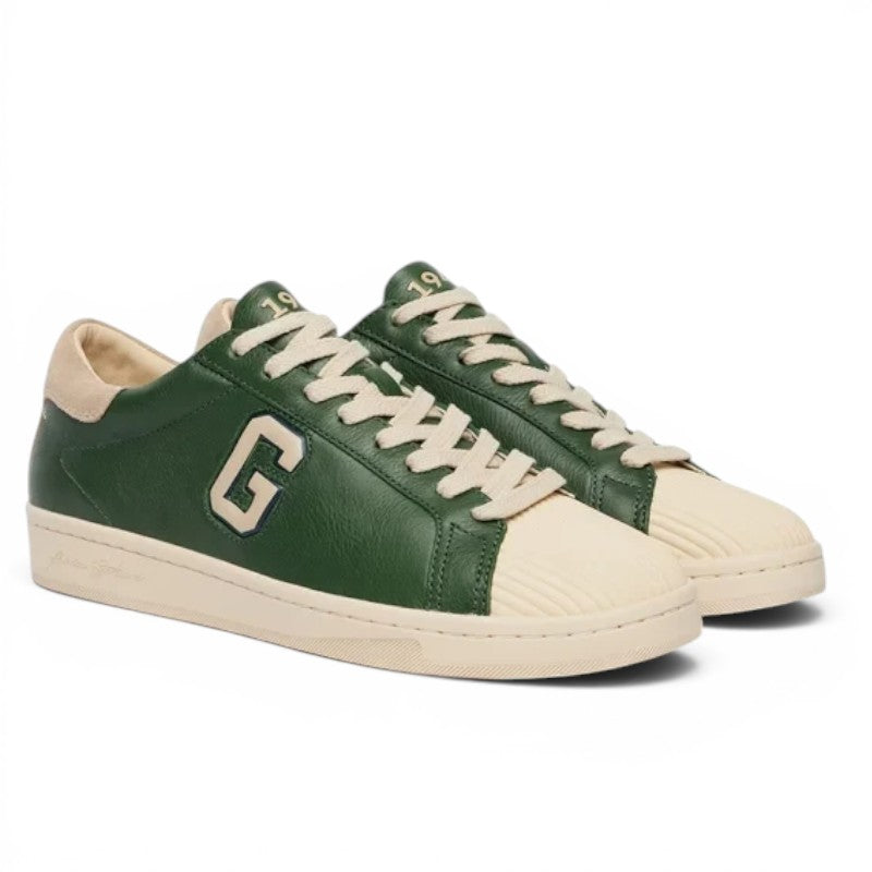 ShoeShop GANT green leather sneakers with cream rubber toe cap and lace-up closure