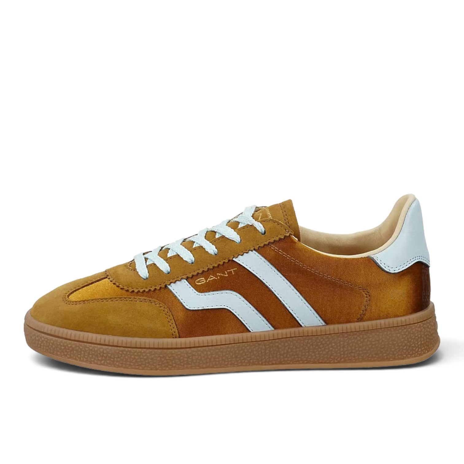 ShoeShop GANT mustard yellow suede and textile sneakers with white side stripes and gum rubber soles