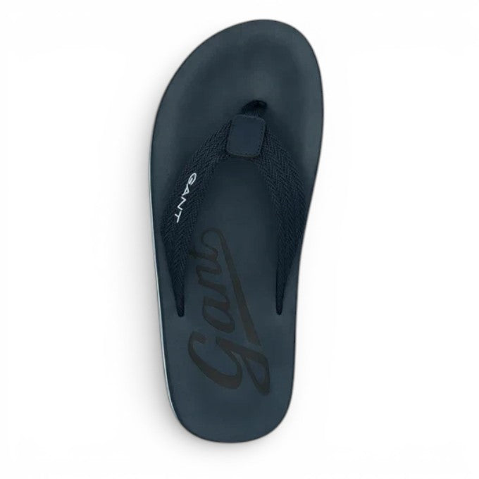 ShoeShop GANT navy blue flip-flops with branded fabric strap and logo detail on the footbed