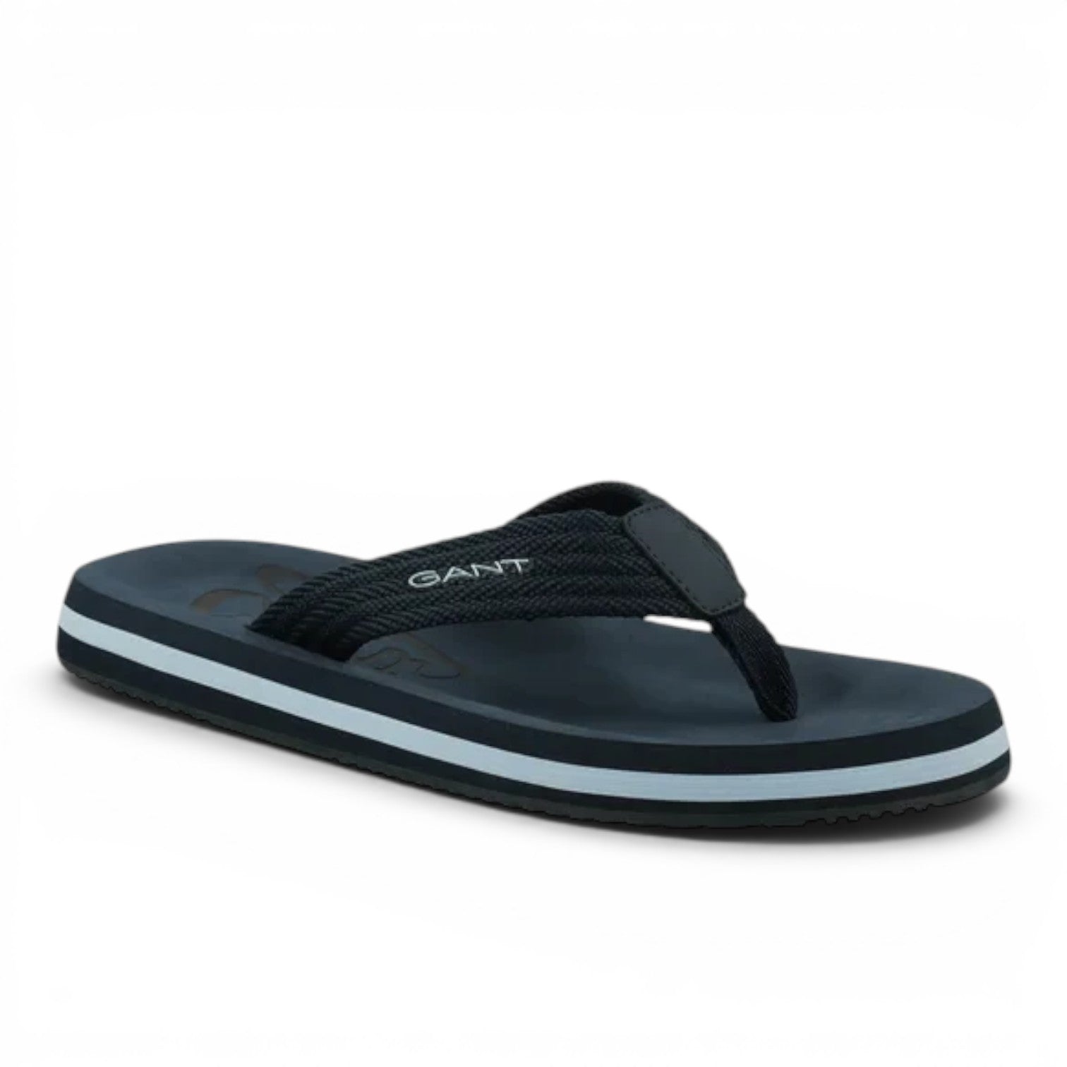 ShoeShop GANT navy blue flip-flops with textured strap and white stripe detail on the sole