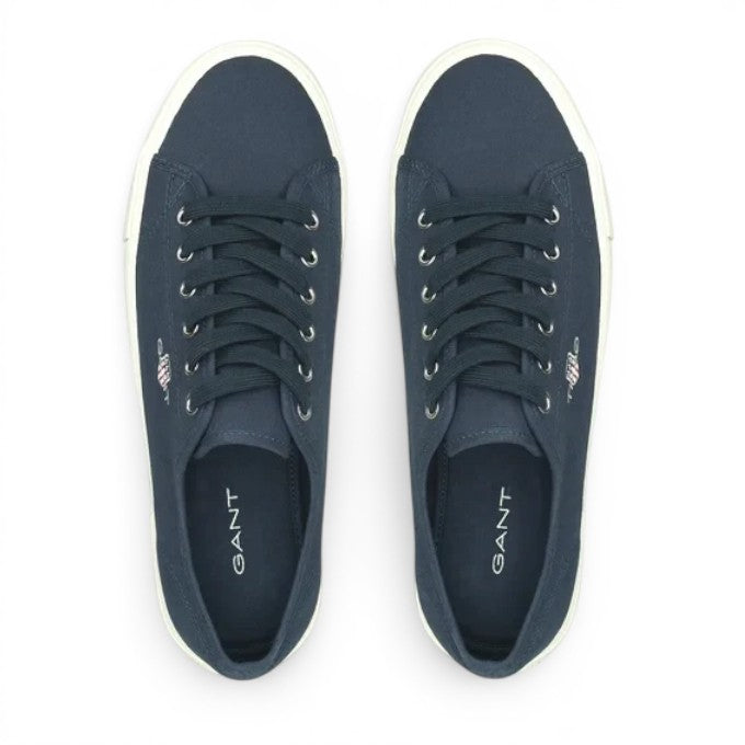 ShoeShop GANT navy blue canvas lace-up sneakers with white rubber soles viewed from above