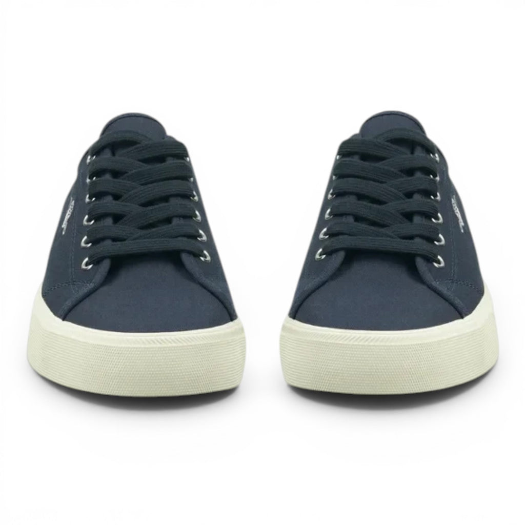 ShoeShop GANT navy blue canvas low-top sneakers with white rubber soles and lace-up front view
