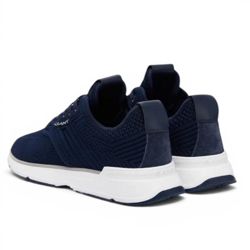 ShoeShop GANT navy blue knit sneakers with white athletic soles and suede heel detailing