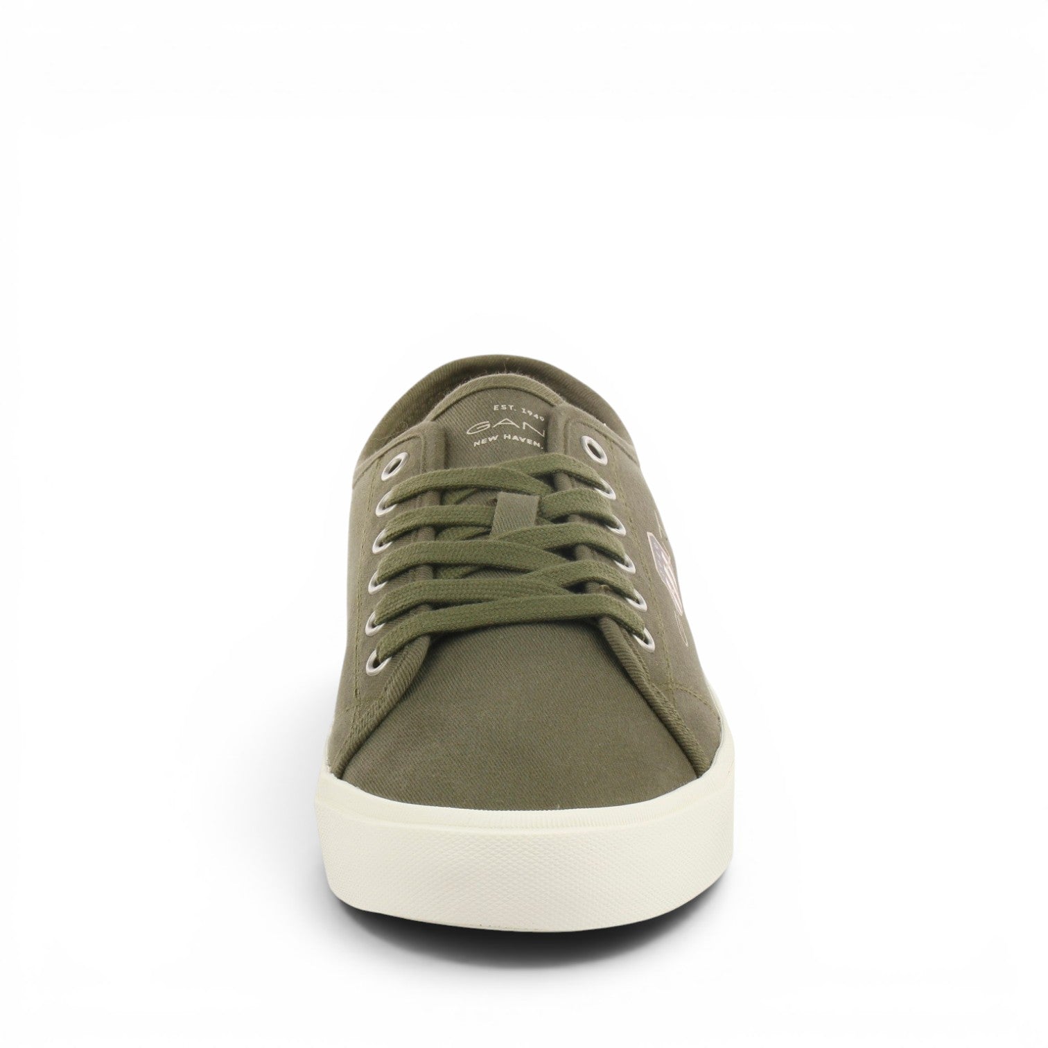 ShoeShop GANT olive green canvas low-top sneakers with white rubber soles and matching laces