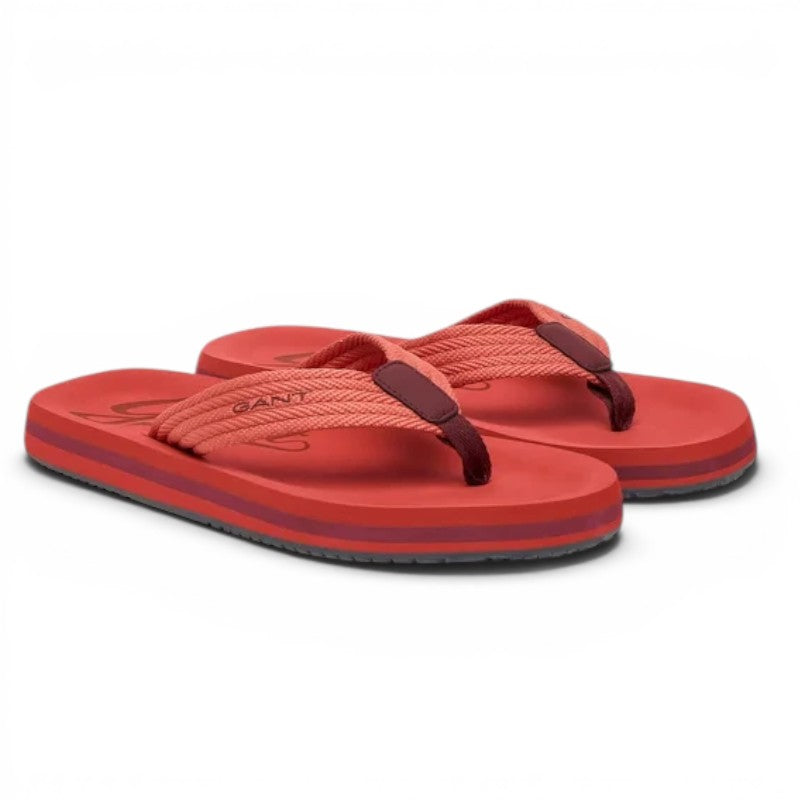 ShoeShop GANT red flip-flops with braided straps and a comfortable foam sole for summer casual wear