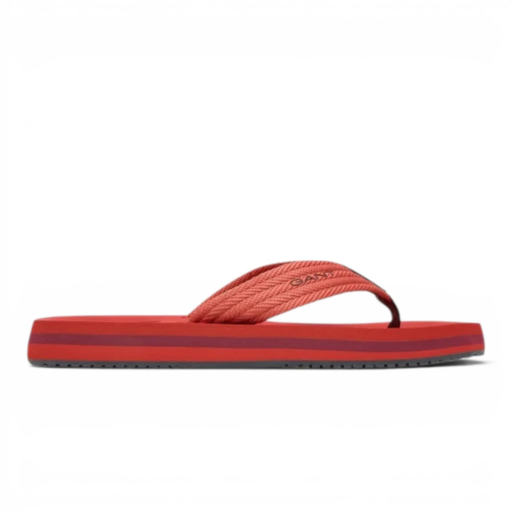 ShoeShop GANT red flip-flops with a textured woven strap and layered sole design