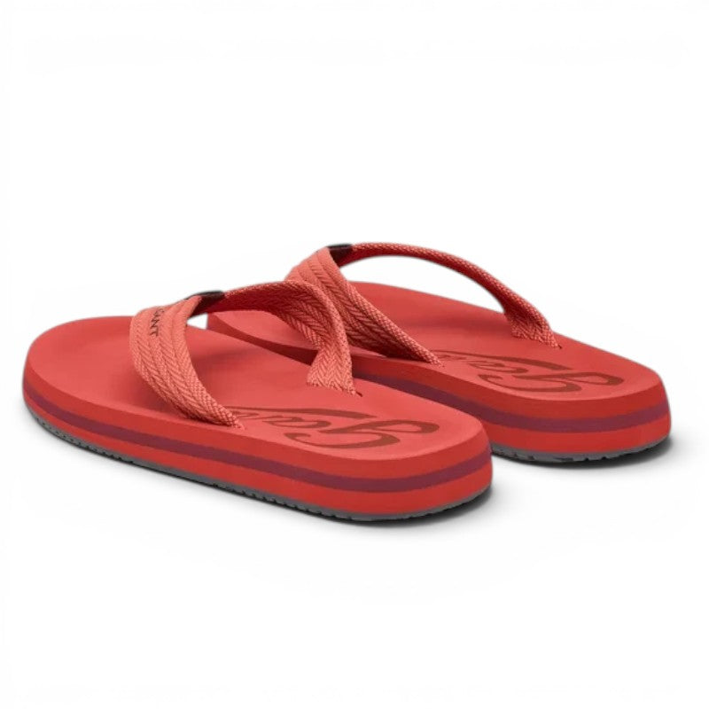 ShoeShop GANT red flip-flops with textured straps and branded footbed for summer casual wear
