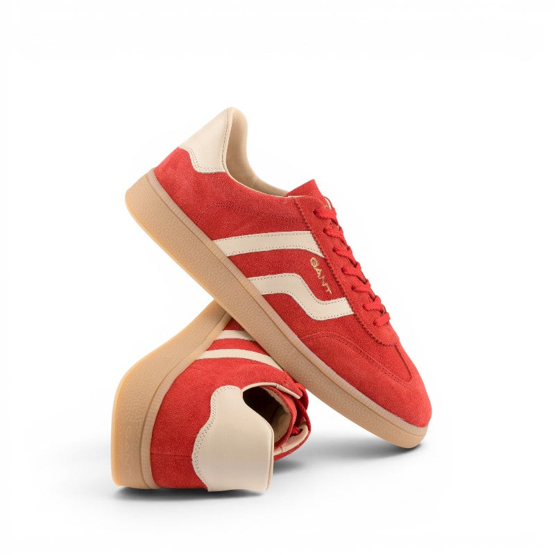 ShoeShop GANT red suede sneakers with beige leather side stripes and gum rubber soles