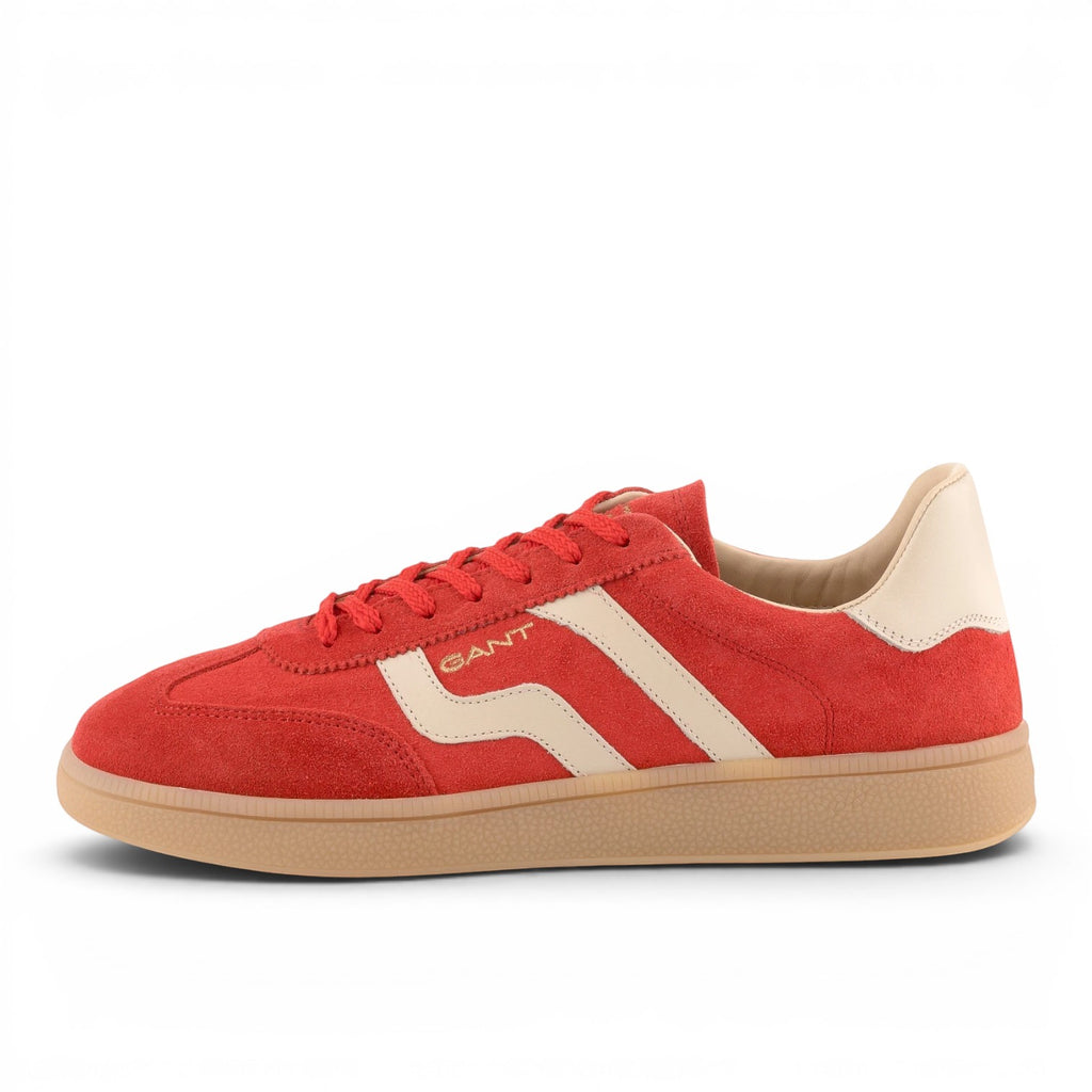 ShoeShop GANT red suede sneakers with cream leather side stripes and gum rubber sole