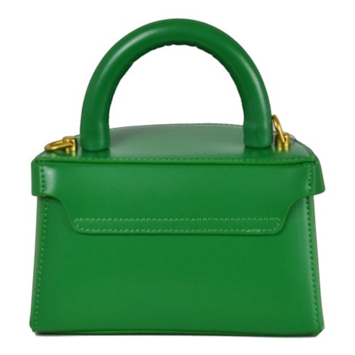 ShoeShop green leather handbag with a top handle, magnetic closure, and detachable shoulder strap