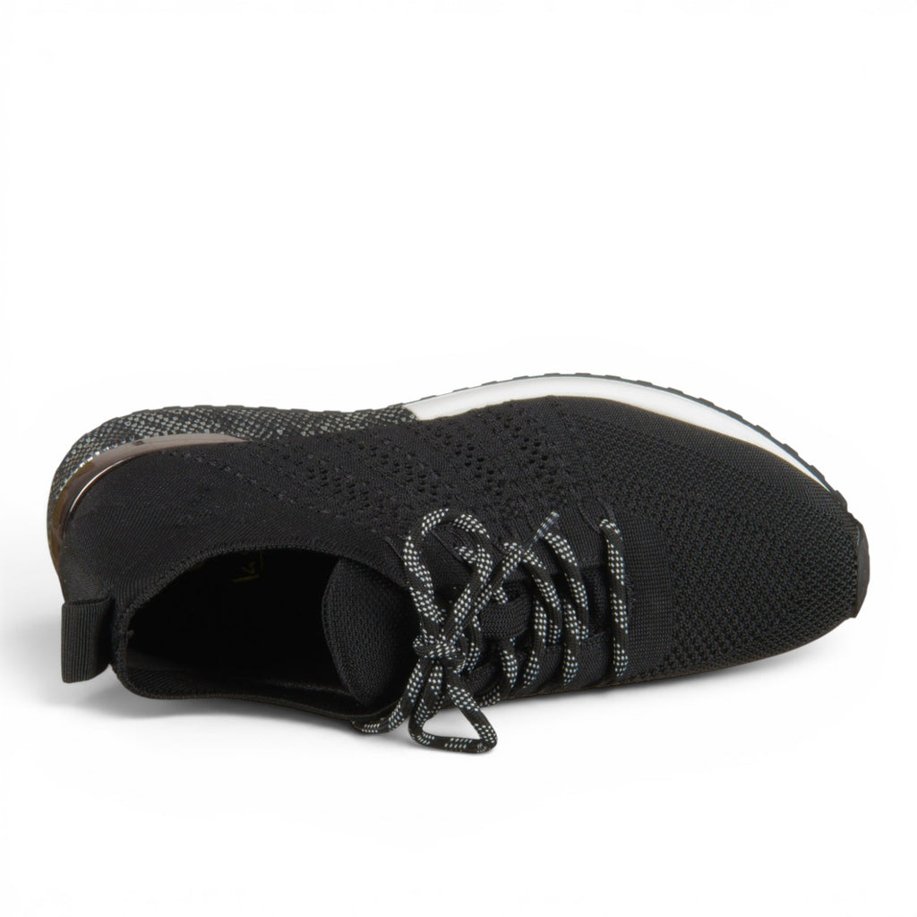 ShoeShop La Strada black knit sneaker with lace-up closure and white cushioned sole